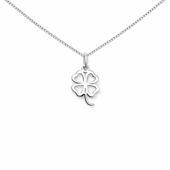 925 Sterling Silver Shamrock Shaped Pendant Necklace on Fine Silver Curb Chain