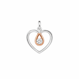 925 Sterling Silver and Rose Gold Two-Tone Love Heart Pendant for Silver Necklaces with Cubic Zirconia Detail