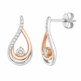 925 Sterling Silver and Rose Gold Teardrop Statement Stud Earrings with Cubic Zirconia Details