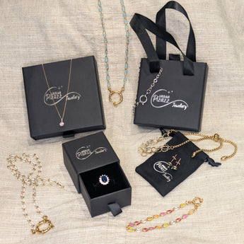 A selection of gift packaging and jewellery display by Urban Pizazz UK.