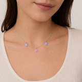 Urban Pizazz Model Wearing Sterling Silver & Enamel Flower Necklace