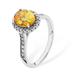 Yellow Topaz CZ Halo Silver Ring