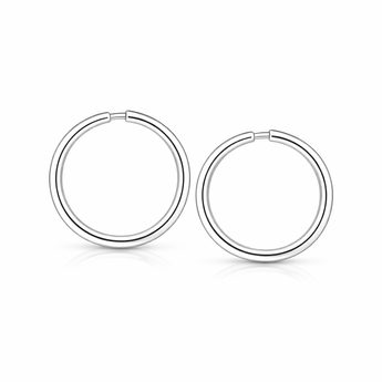 Sterling Silver Sleeper Hoop Earrings - 10–25mm