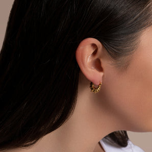 18ct Gold Plated 15mm Creole Hoop Earrings, 925 Sterling Silver