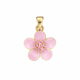 18ct Gold Blossom Pink Pendant For Necklaces With CZ Details