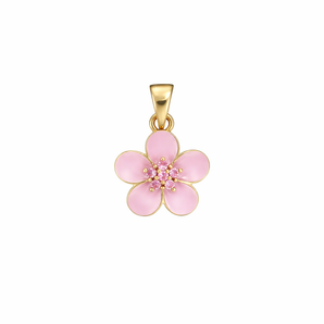 18ct Gold Blossom Pink Pendant For Necklaces With CZ Details