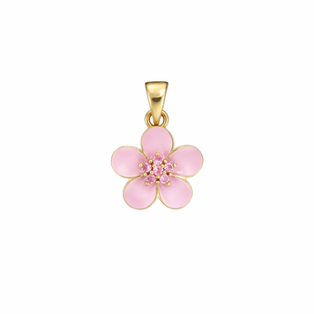 18ct Gold Blossom Pink Pendant For Necklaces With CZ Details