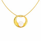 18ct Gold Plated Dahlia Pearl Circle Necklace