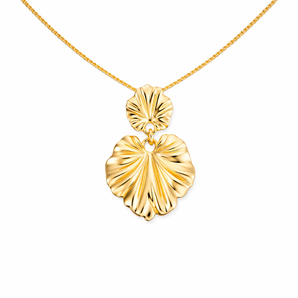18ct Gold Plated Drop Leaf Ginkgo Pendant Necklace