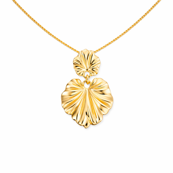 18ct Gold Plated Drop Leaf Ginkgo Pendant Necklace