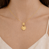 18ct Gold Plated Drop Leaf Ginkgo Pendant Necklace on Model