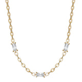 18ct Gold Plated Cubic Zirconia Baguette Necklace