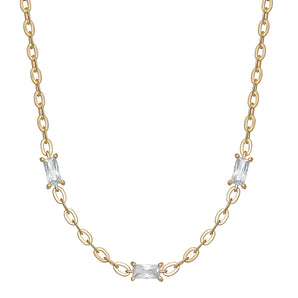 18ct Gold Plated Cubic Zirconia Baguette Necklace