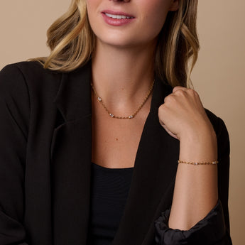 18ct Gold Plated Cubic Zirconia Baguette Necklace and Bracelet Set