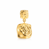 18ct Gold Plated Fleur Square Crinkle Drop Pendant For Necklaces