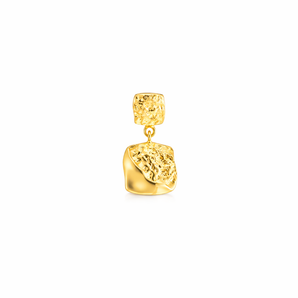 18ct Gold Plated Fleur Square Crinkle Drop Pendant For Necklaces