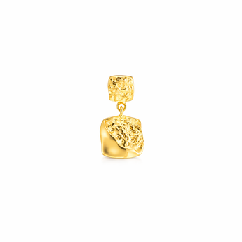 18ct Gold Plated Fleur Square Crinkle Drop Pendant For Necklaces
