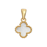 18ct Gold Plated Sterling Silver Mother Of Pearl Clover Pendant for Gold Plated Necklaces