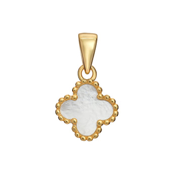 18ct Gold Plated Sterling Silver Mother Of Pearl Clover Pendant for Gold Plated Necklaces