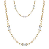 18ct Gold Plated Cubic Zirconia Baguette Necklace and Bracelet Jewellery Set