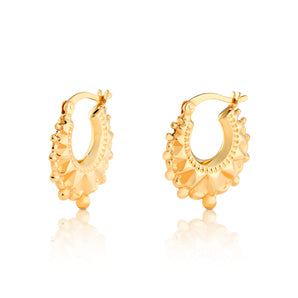 18ct Gold Plated 19mm Creole Hoop Earrings, 925 Sterling Silver