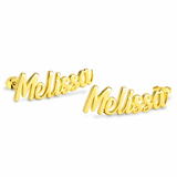 24ct Gold Plated Sterling Silver Curved Name Personalised Stud Earrings