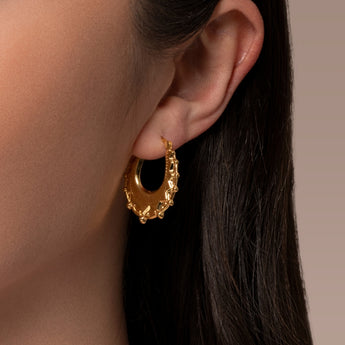 18ct Gold Plated 30mm Creole Hoop Earrings, 925 Sterling Silver