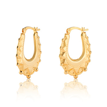 18ct Gold Plated 30mm Creole Hoop Earrings, 925 Sterling Silver
