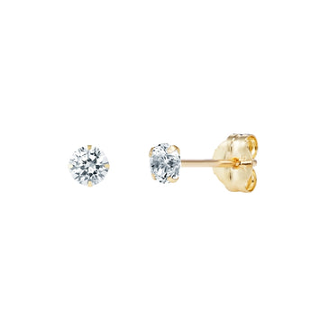 9ct Solid Gold 3mm Cubic Zirconia Stud Earrings with Butterfly Backs
