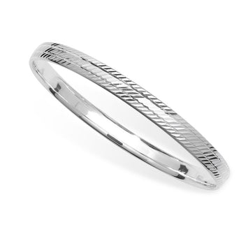Sterling Silver 7mm Diamond Cut Bangle Bracelet