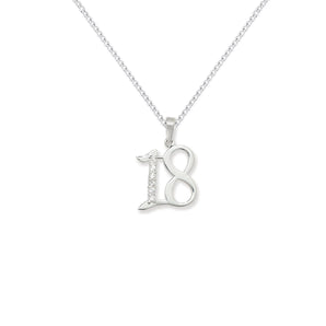 925 Sterling Silver 18th Birthday Cubic Zirconia Necklace