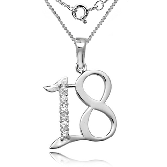 925 Sterling Silver 18th Birthday Cubic Zirconia Necklace