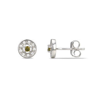 925 Sterling Silver Cubic Zirconia Stud Earrings Featuring a Green Peridot Cubic Zirconia Centre Stone Representing The August Birthstone
