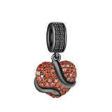 925 Sterling Silver Black and Orange Serpent Heart Charm
