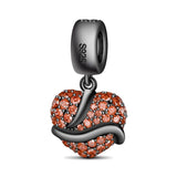 925 Sterling Silver Black and Orange Serpent Heart Charm