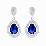925 Sterling Silver Fancy Sapphire CZ Teardrop Stud Earrings