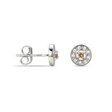925 Sterling Silver Cubic Zirconia Stud Earrings Featuring a Brown Moonstone Cubic Zirconia Centre Stone Representing The June Birthstone