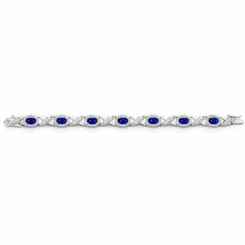 925 Sterling Silver Luxury Sapphire Cubic Zirconia Bracelet