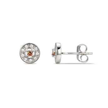 925 Sterling Silver Cubic Zirconia Stud Earrings Featuring a Yellow Topaz Cubic Zirconia Centre Stone Representing The November Birthstone