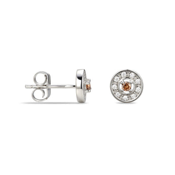 925 Sterling Silver Cubic Zirconia Stud Earrings Featuring a Yellow Topaz Cubic Zirconia Centre Stone Representing The November Birthstone