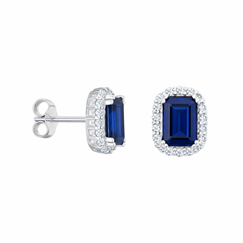 925 Sterling Silver Oval Halo Sapphire CZ Statement Stud Earrings