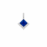 925 Sterling Silver Princess Cut Sapphire Cubic Zirconia Pendant for Necklaces