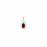 925 Sterling Silver Ruby Cubic Zirconia Teardrop Pendant for Necklaces