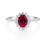 925 Sterling Silver Ruby CZ Flower Cluster Ring