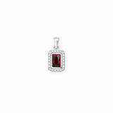 925 Sterling Silver Ruby Rectangle Halo Pendant for  Necklaces