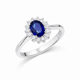 925 Sterling Silver Sapphire CZ Flower Cluster Ring