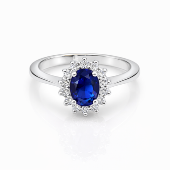 925 Sterling Silver Sapphire CZ Flower Cluster Ring