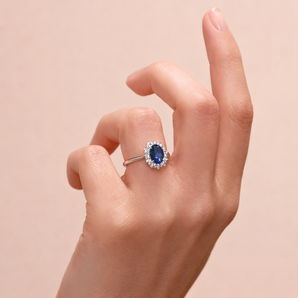 925 Sterling Silver Sapphire CZ Flower Cluster Ring