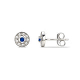 925 Sterling Silver Cubic Zirconia Stud Earrings Featuring a Blue Sapphire Cubic Zirconia Centre Stone Representing The September Birthstone