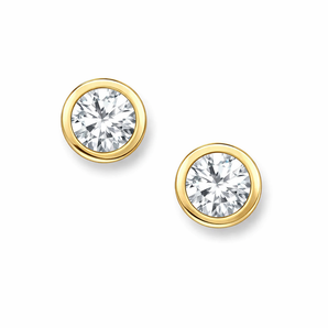 9ct Gold Cubic Zirconia Bezel Stud Earrings